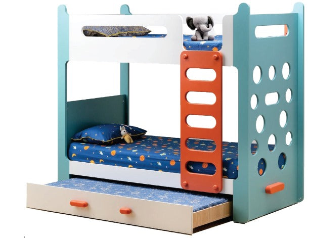 Marine Blue Wood Bunk Bed
